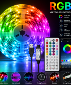 Led Strip Lights Music Sync Led Lights Room with APP Control, Flexible Ribbon Tape Lights for Home Party Decor TV Backlight