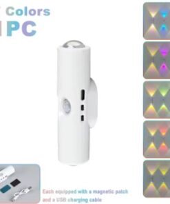 Smart RGB Double-head Wall Light Motion Sensor Magnetic Night Light Rechargeable Spotlight for Bedroom Closet Garden Room Decor